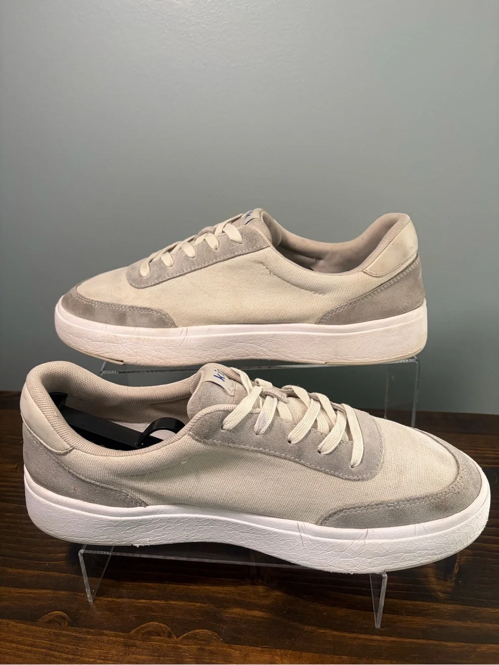 Kizik Prague Men's Casual Lace-Up Sneakers in Cream and a Grey Cream Size 11.5W